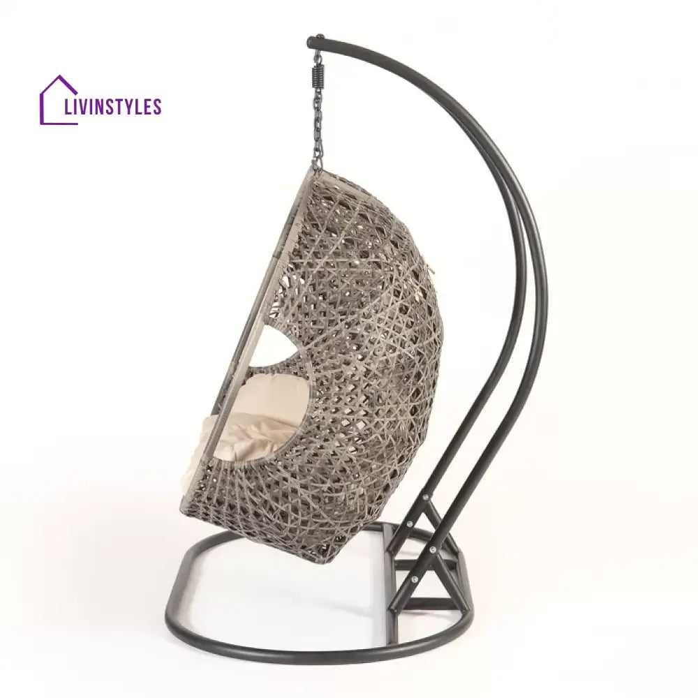 KASA Three Seater Hanging Swing With Stand For Balcony Garden Swing (Golden) - Swings