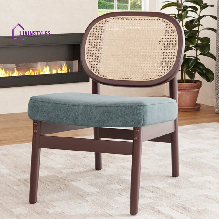 Kashika Solid Wood and Fabric Arm Chair | Living Room Chair | Lounge Chair
