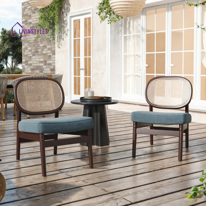 Kashika Solid Wood and Fabric Arm Chair | Living Room Chair | Lounge Chair