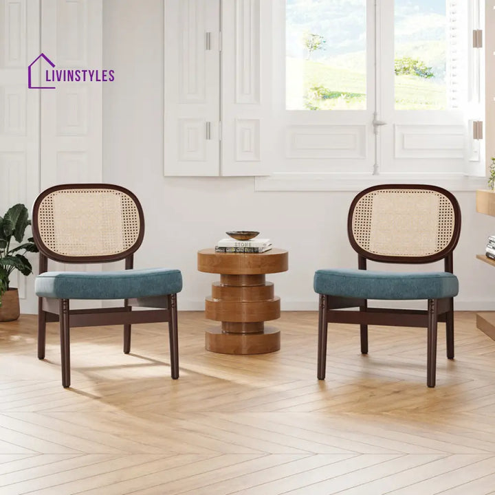 Kashika Solid Wood and Fabric Arm Chair | Living Room Chair | Lounge Chair