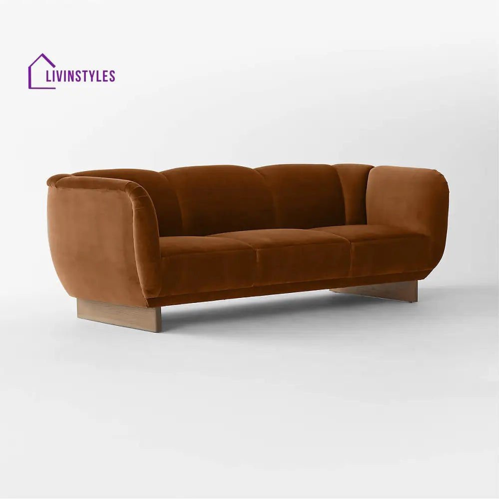 Kashmira 3 Seater Teak Wood & Fabric Sofa