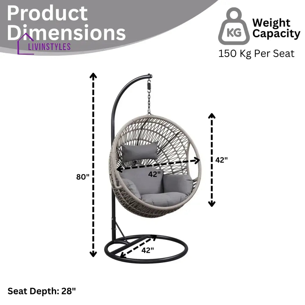 Kashvi Rope Swing Chair (Grey) Swing