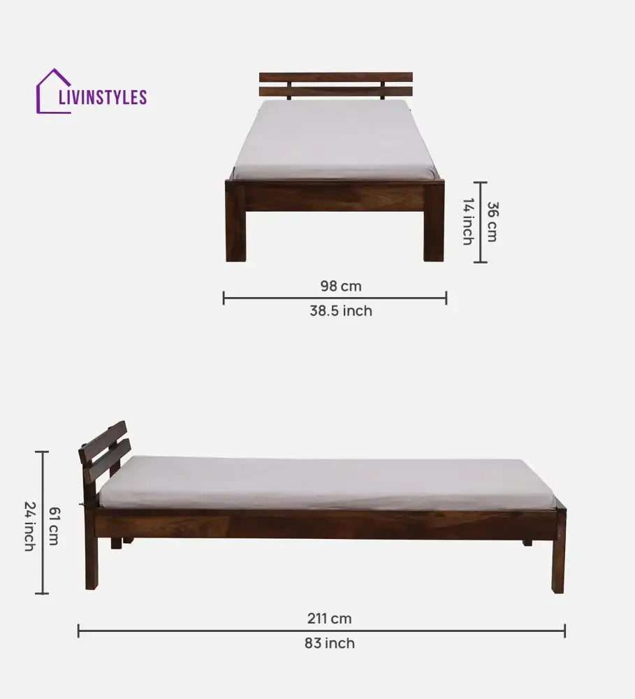 Amol Sheesham Wood Single Beds Bedroom Furniture Sets