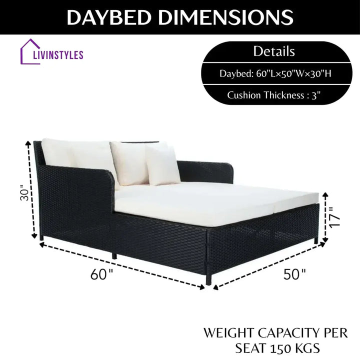 Katinka Outdoor Patio Double Seater Daybed For Garden Poolside - Daybed
