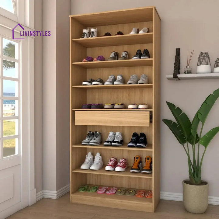 Katya White and Glass Door Shoe Rack