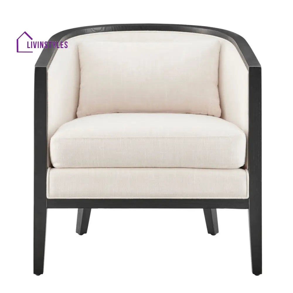 Kavira Solid Wood and Fabric Arm Chair | Living Room Chair | Lounge Chair