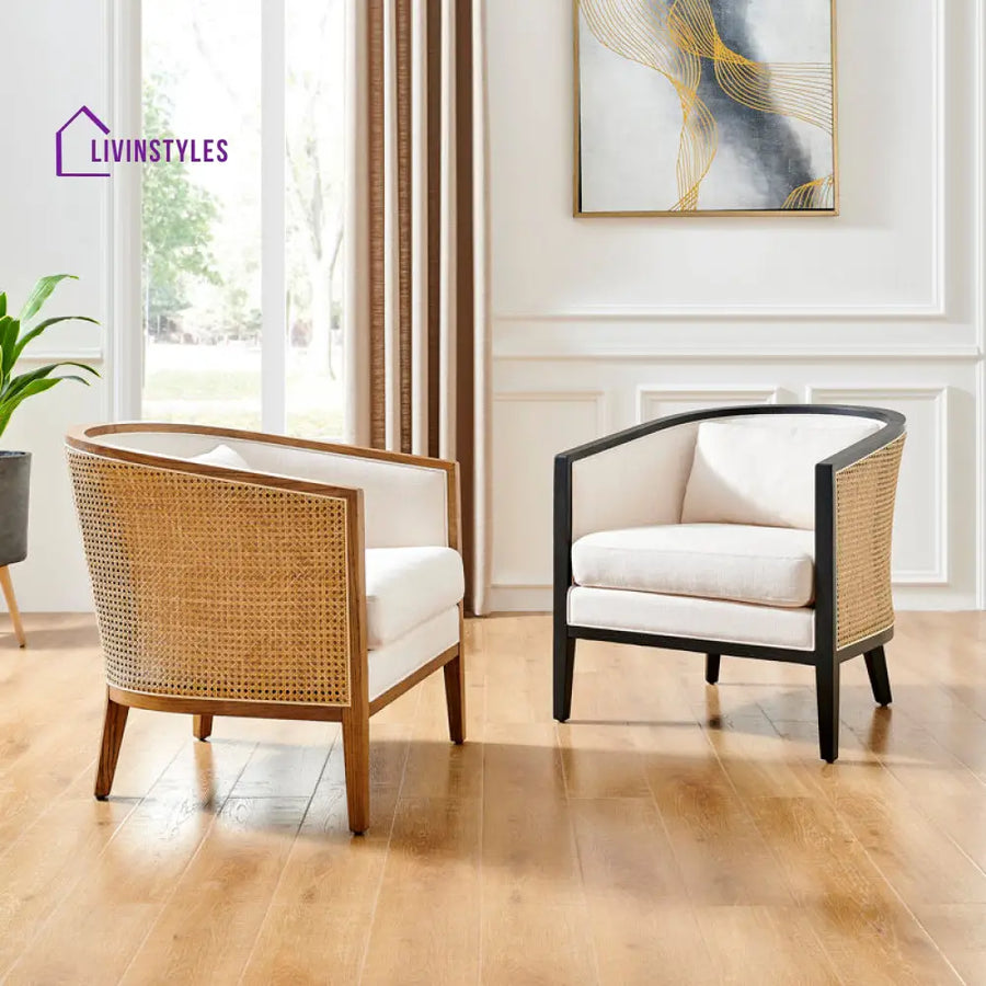 Kavira Solid Wood and Fabric Arm Chair | Living Room Chair | Lounge Chair