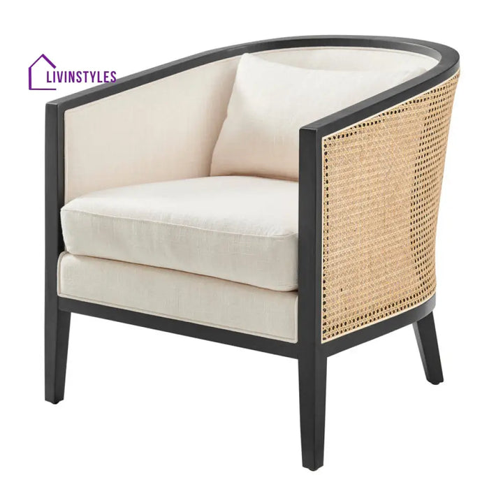 Kavira Solid Wood and Fabric Arm Chair | Living Room Chair | Lounge Chair