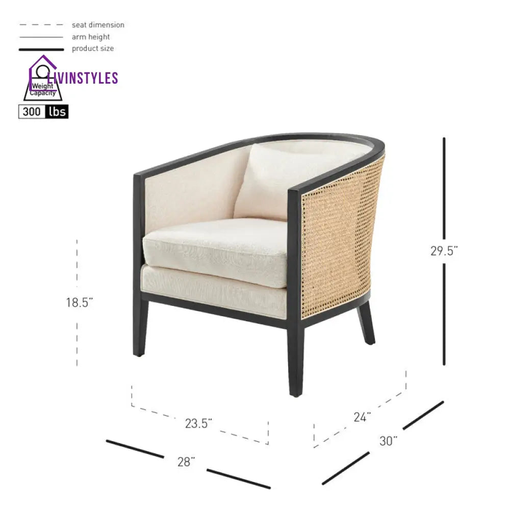 Kavira Solid Wood and Fabric Arm Chair | Living Room Chair | Lounge Chair