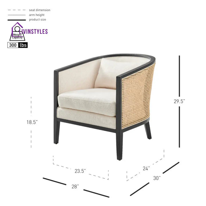 Kavira Solid Wood and Fabric Arm Chair | Living Room Chair | Lounge Chair