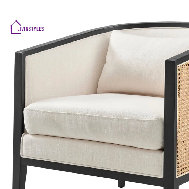 Kavira Solid Wood and Fabric Arm Chair | Living Room Chair | Lounge Chair