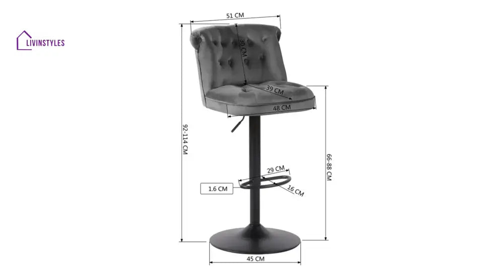 Grey Color Cellan Swiel Adjustable Bar Stool