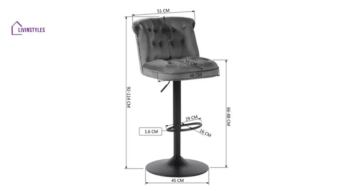 Grey Color Cellan Swiel Adjustable Bar Stool