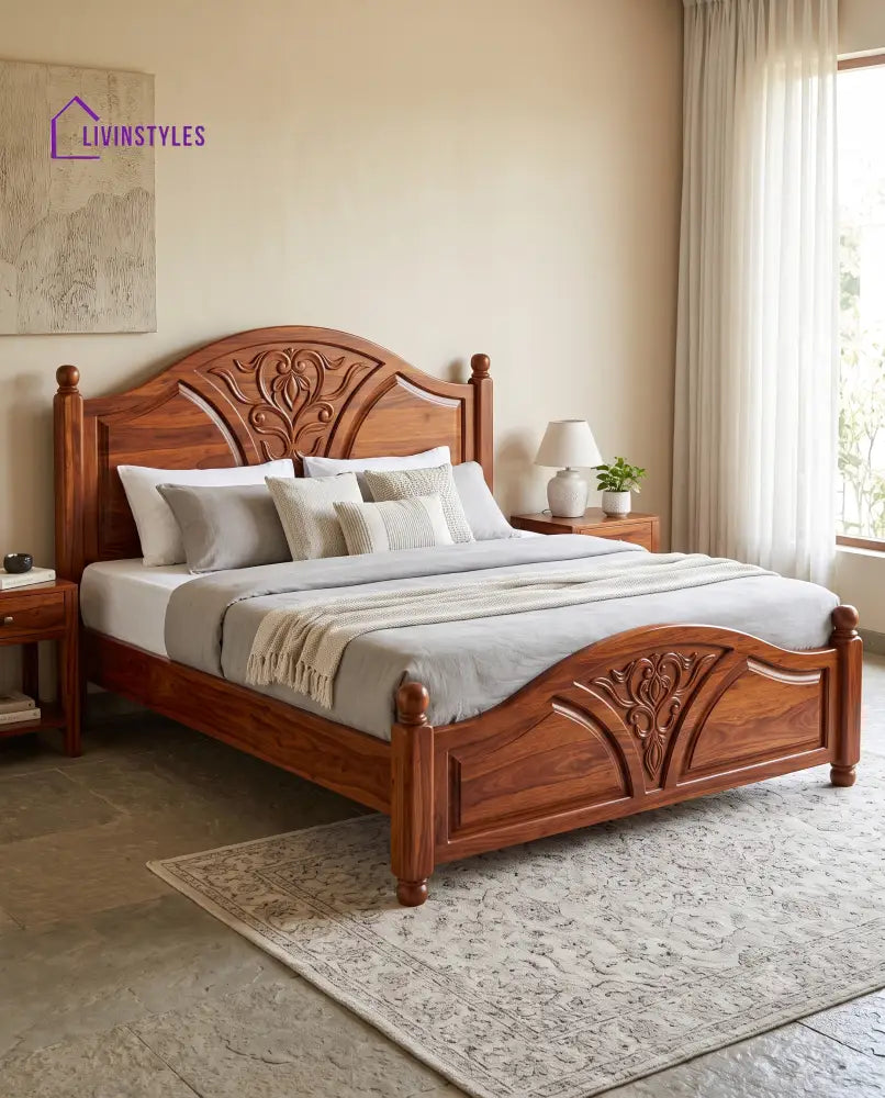 Kavitha Wooden Bed | Solid Wood Double Bed | Wooden King size bed & Wooden Queen size bed