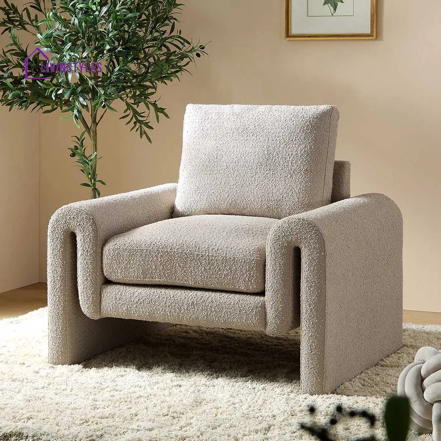 Hampstead Taupe Boucle Curved Armchair Accent Chairs