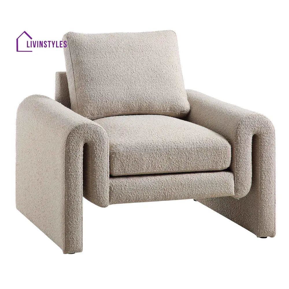 Hampstead Taupe Boucle Curved Armchair Accent Chairs