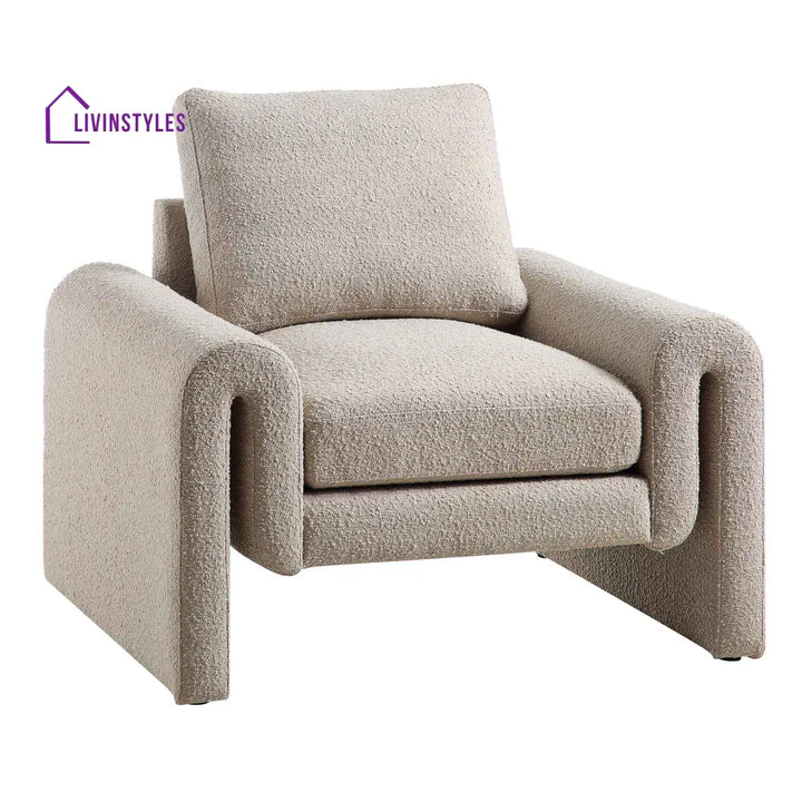 Hampstead Taupe Boucle Curved Armchair Accent Chairs