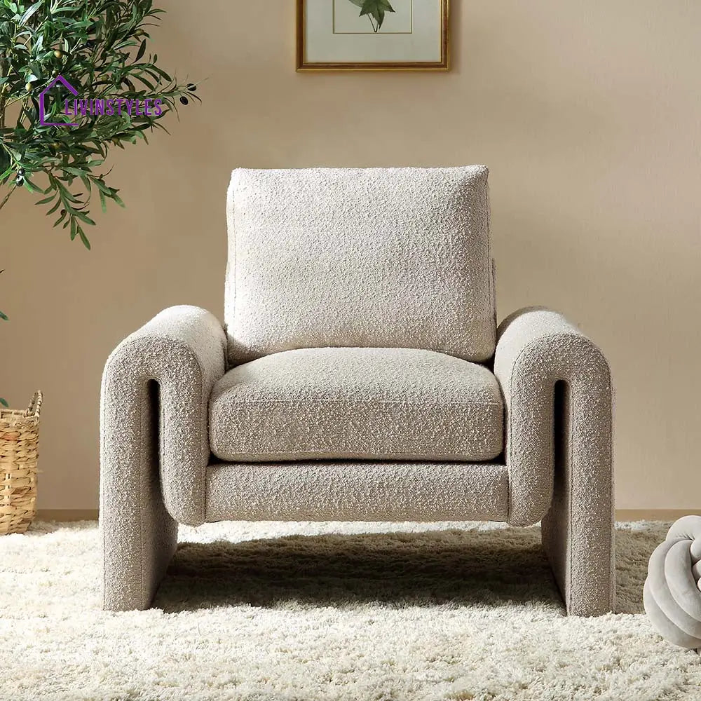 Hampstead Taupe Boucle Curved Armchair Accent Chairs