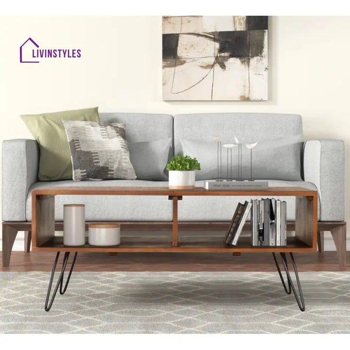 Kavya Metal and Wooden Coffee Table for Living Room