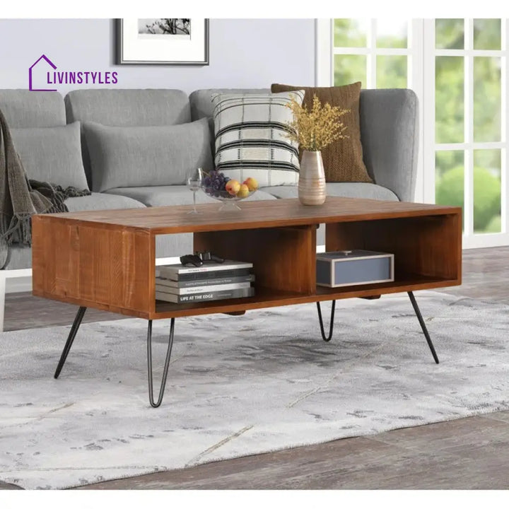 Kavya Metal and Wooden Coffee Table for Living Room