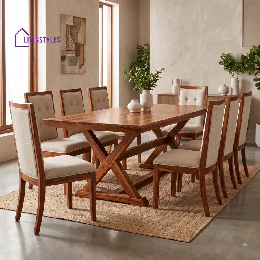 Kavya Premium Solid Wood 8 Seater Dining Table Set