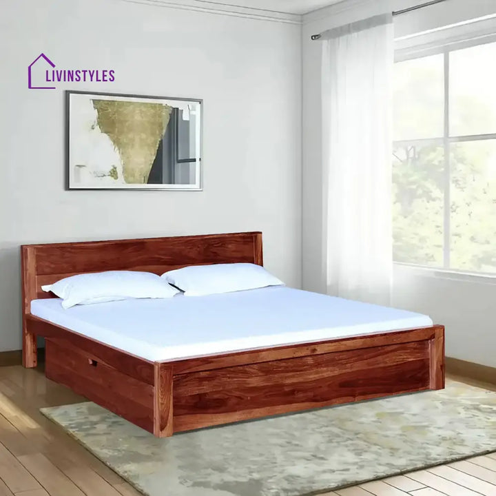 Acro Solid Wood Storage Beds with Drawer Queen / Honey Bedroom Furniture Sets
