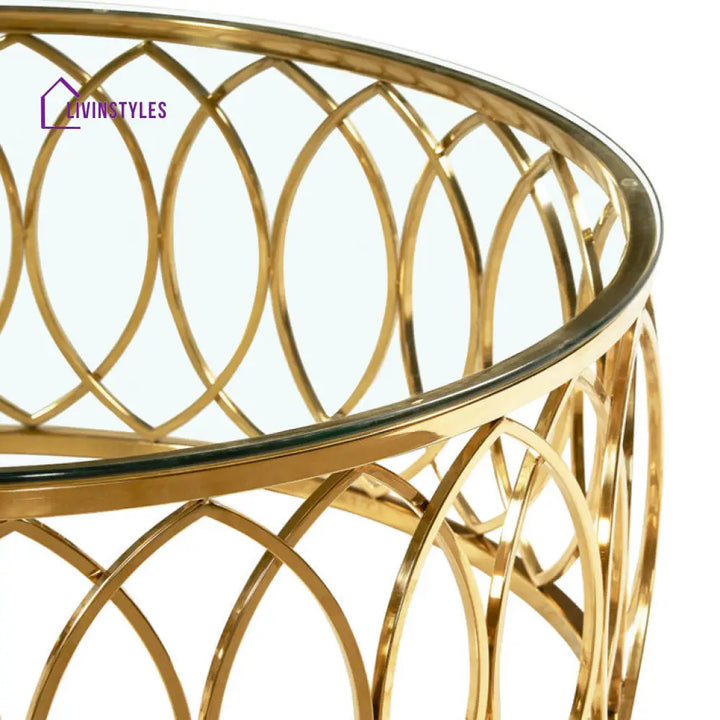 Kavya Stainless Steel Coffee Table With Glass Top