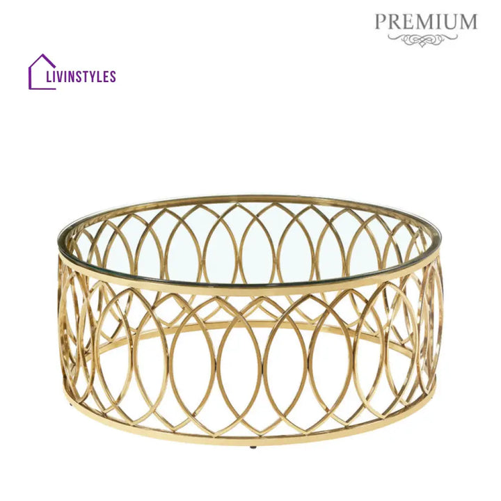 Kavya Stainless Steel Coffee Table With Glass Top