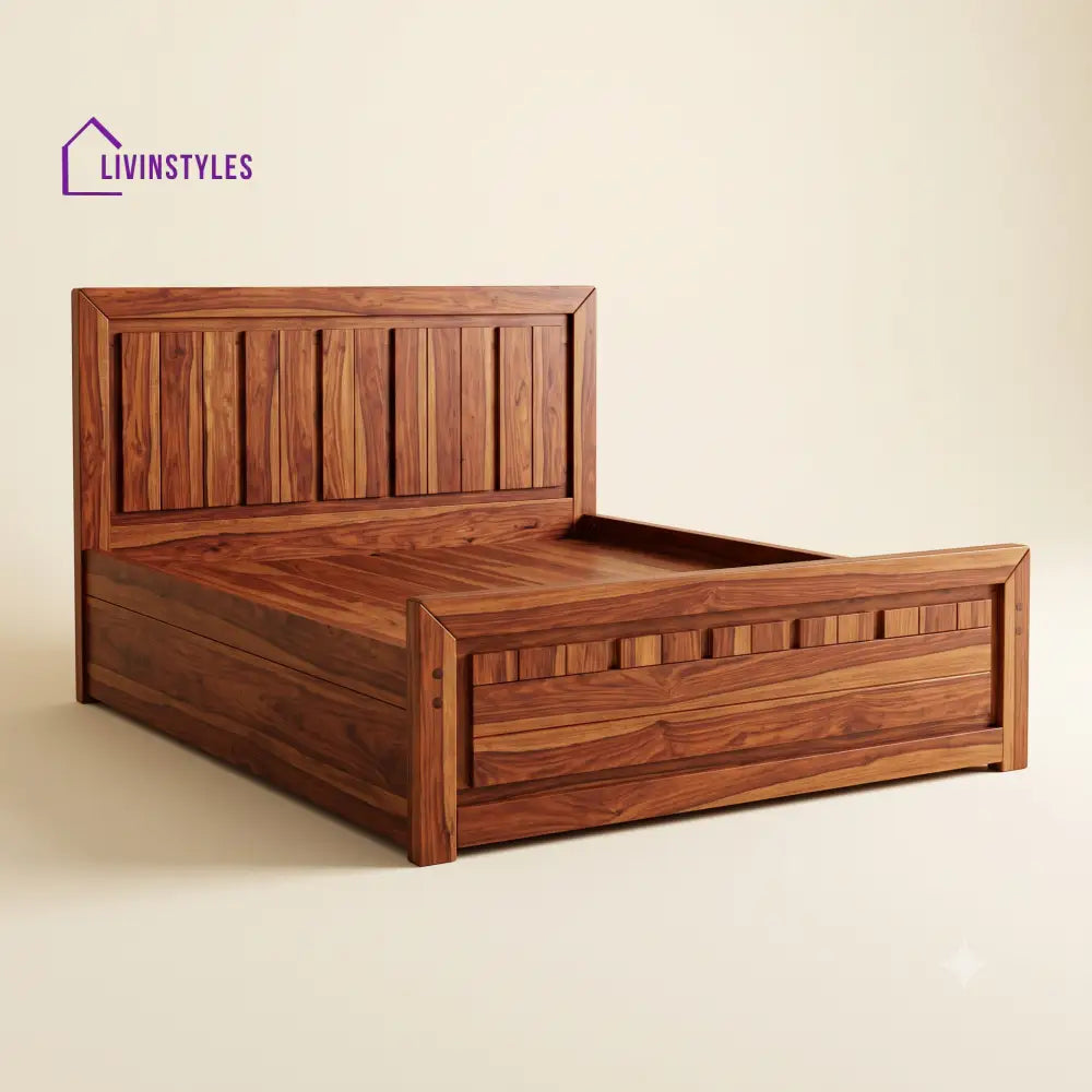 Kayalvizhi Sheesham Wood Bed With Box Storage | Wooden Bed