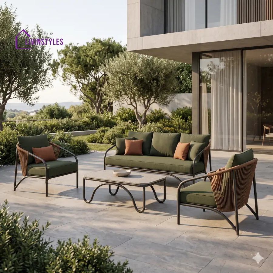 Kazimierz Premium MS Frame with Powder Coated Outdoor Sofa Set with Weather Proof Fabric