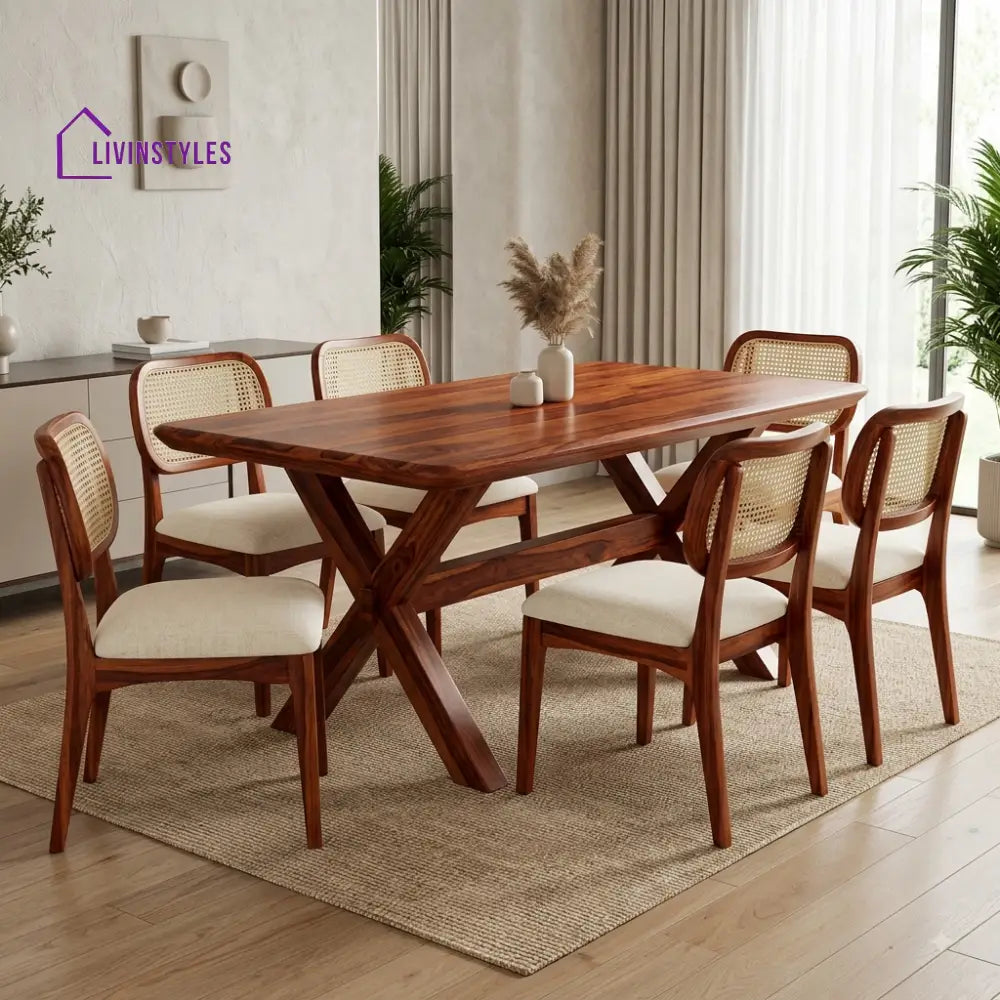Keerthana Premium Wooden 6 Seater Dining Table Set
