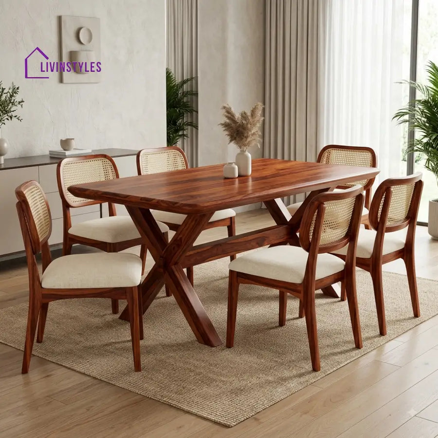Keerthana Premium Wooden 6 Seater Dining Table Set