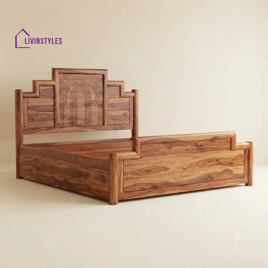 Keerthana Sheesham Wood Bed With Box Storage | Wooden Bed