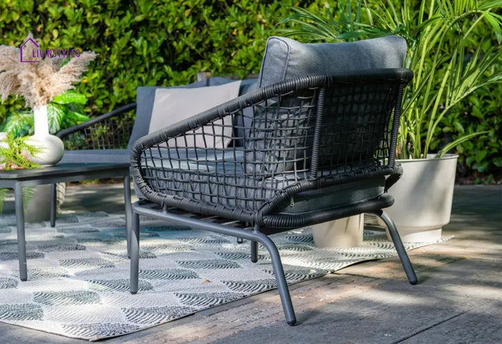Kelly Outdoor Garden Balcony Sofa Set 2 Seater 2 Single seater and 1 Table Set (Dark Grey) - Sofa Sets