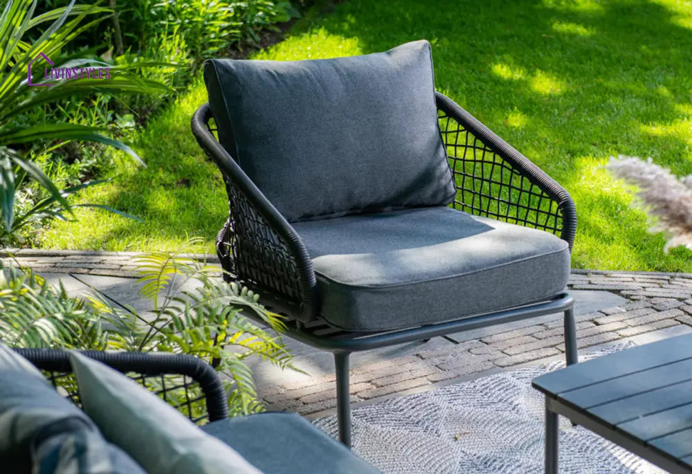 Kelly Outdoor Garden Balcony Sofa Set 2 Seater 2 Single seater and 1 Table Set (Dark Grey) - Sofa Sets