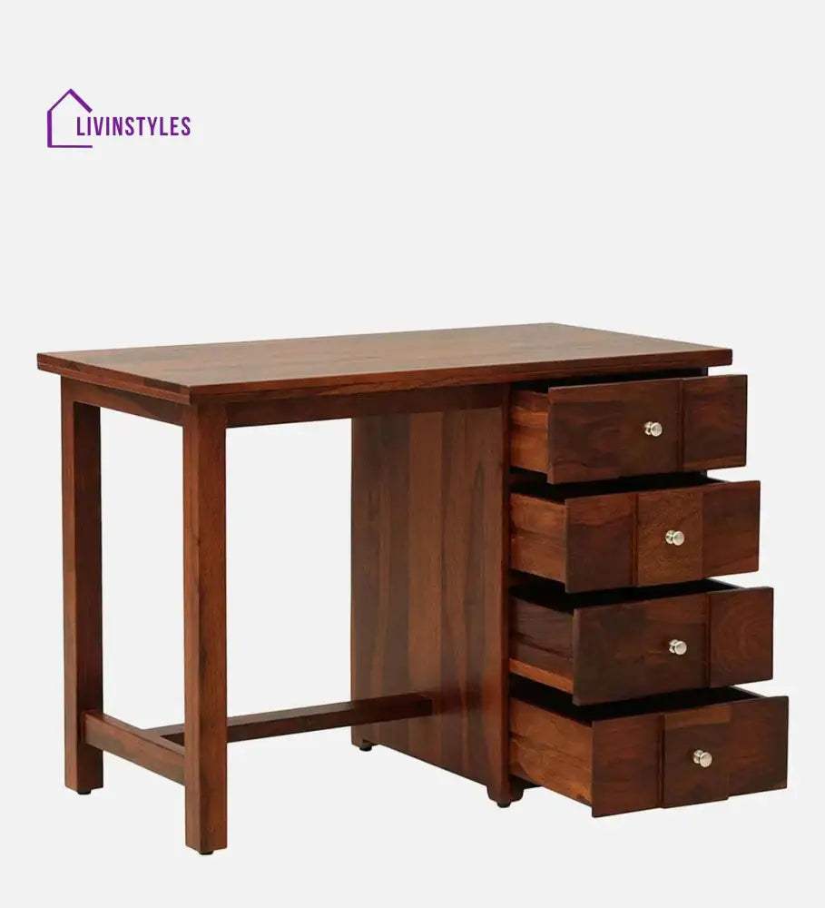 Kelty Sheesham Wood Writing Table In Honey Oak Finish With Drawers