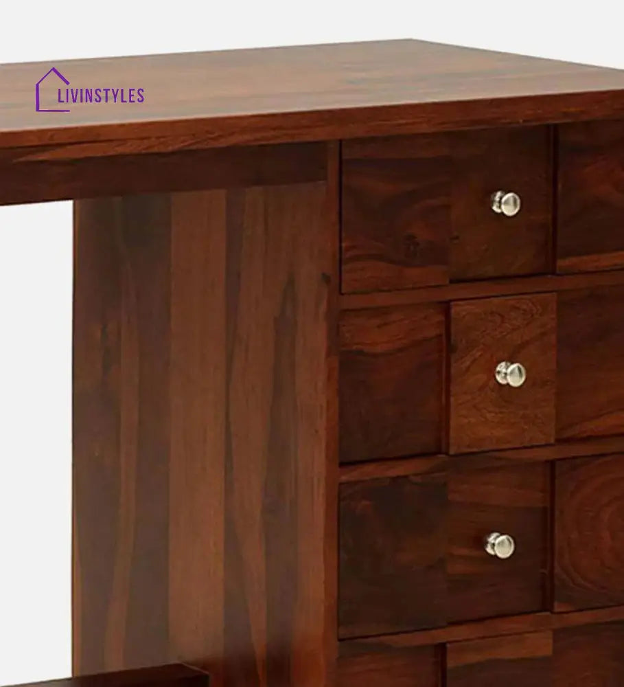 Kelty Sheesham Wood Writing Table In Honey Oak Finish With Drawers