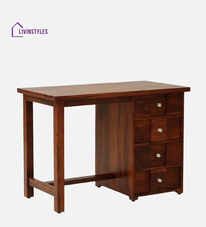 Kelty Sheesham Wood Writing Table In Honey Oak Finish With Drawers