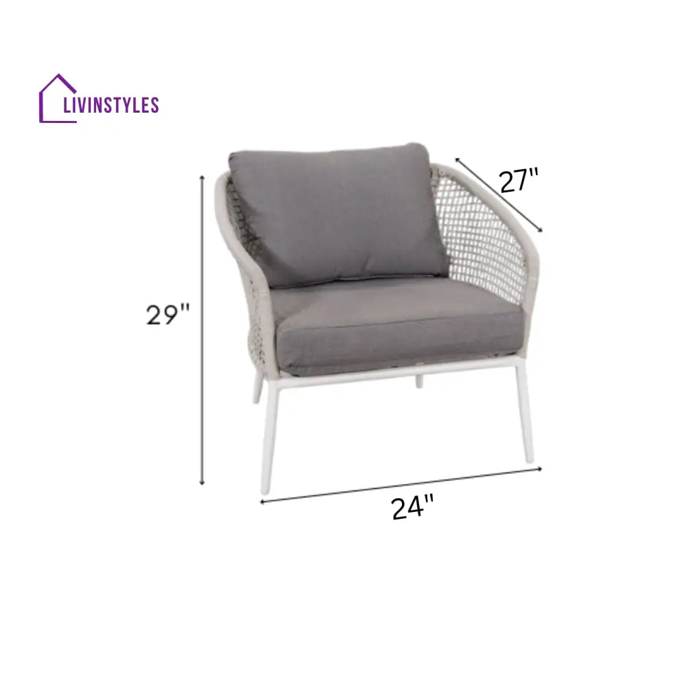 Kemp Outdoor Garden Balcony Sofa Set 3 Seater 2 Single seater and 1 Center Table Set (White + Light Grey) - Sofa Sets