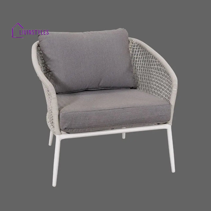 Kemp Outdoor Garden Balcony Sofa Set 3 Seater 2 Single seater and 1 Center Table Set (White + Light Grey) - Sofa Sets