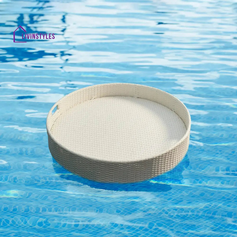 Ken Luxury Floating Serving Tray For Swimming Pool - White (Round) Floating Tray