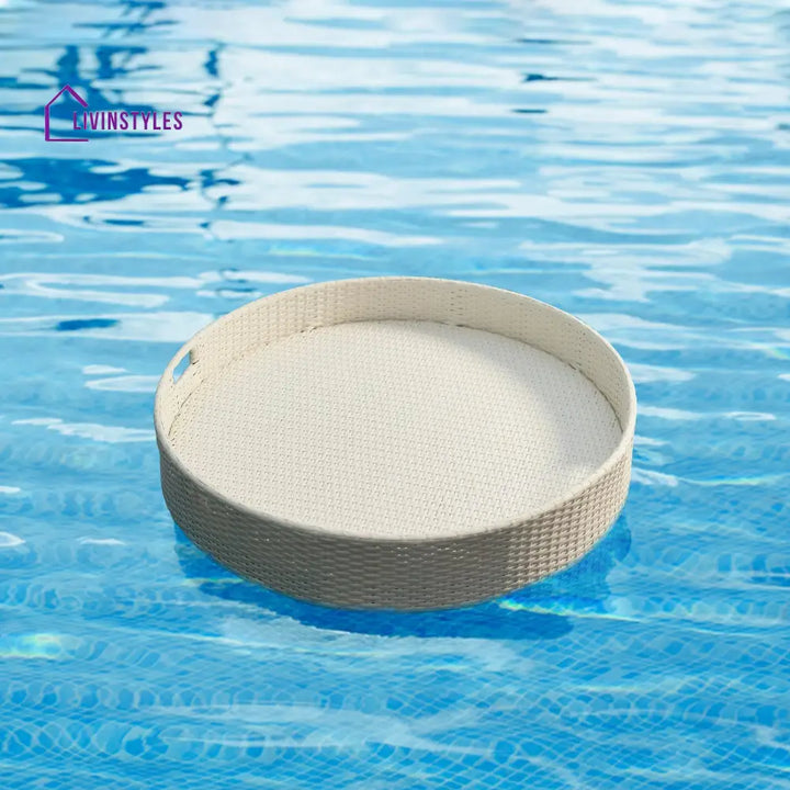 Ken Luxury Floating Serving Tray For Swimming Pool - White (Round) Floating Tray