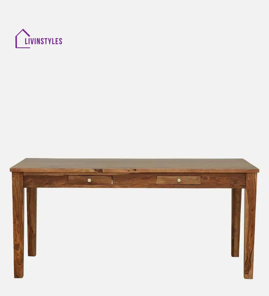 Kentan Sheesham Wood 6 Seater Dining Set In Rustic Teak With Bench,