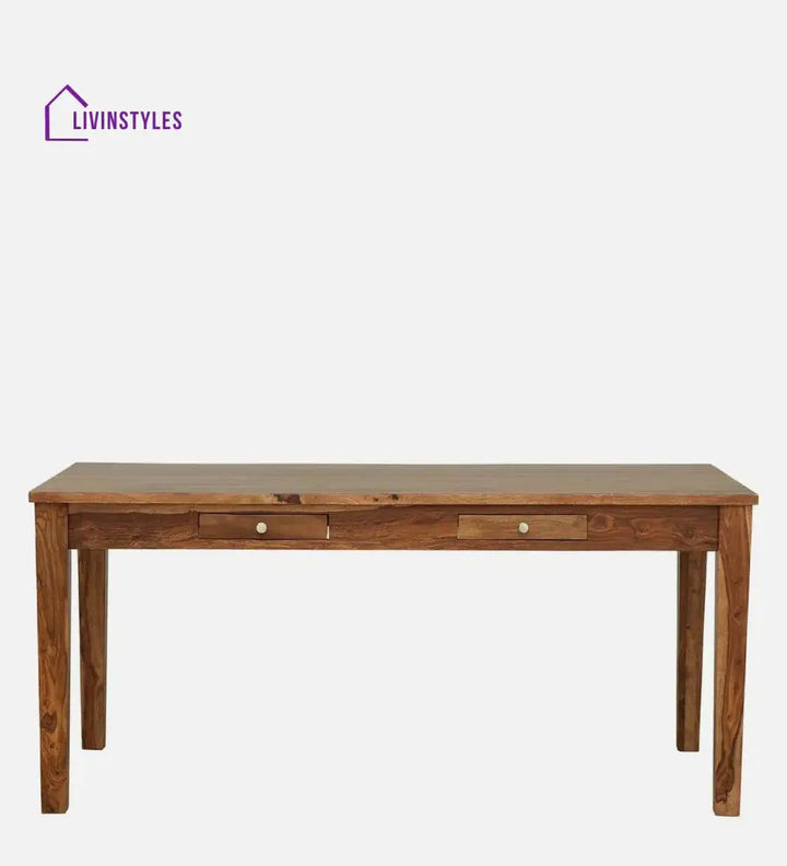 Kentan Sheesham Wood 6 Seater Dining Set In Rustic Teak With Bench,
