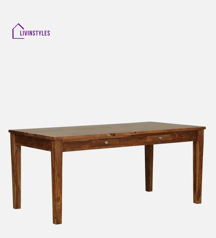 Kentan Sheesham Wood 6 Seater Dining Set In Rustic Teak With Bench,
