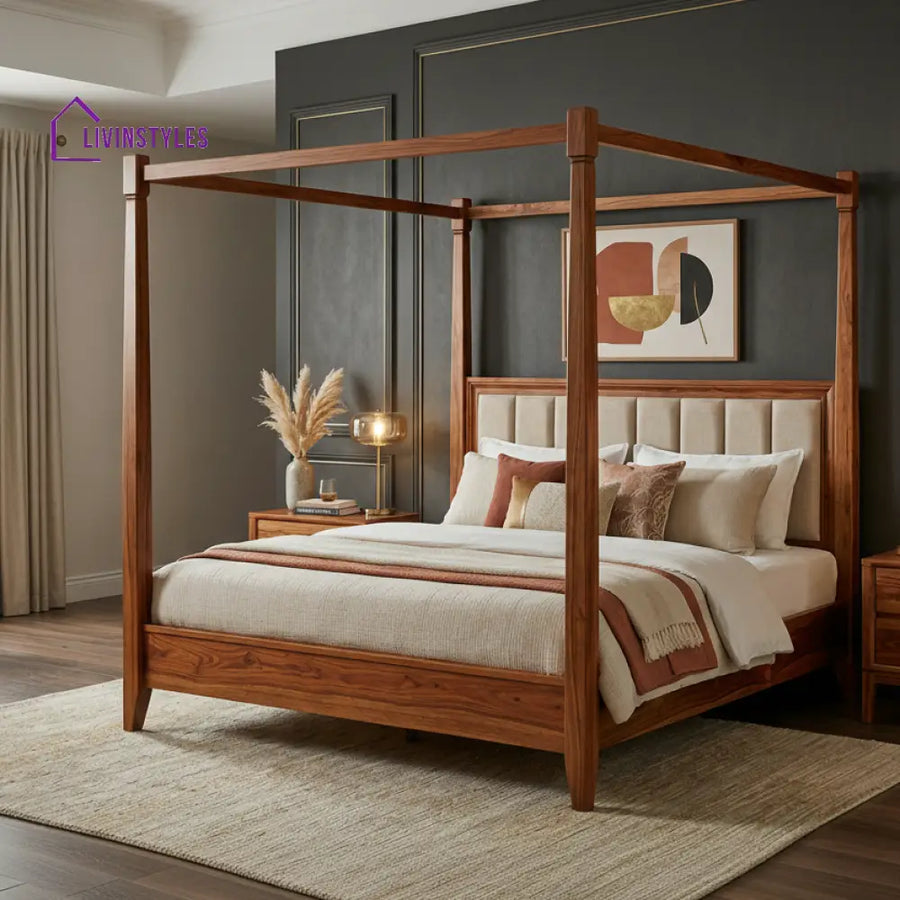 Kereama Sheesham Wood Poster Bed Without Storage