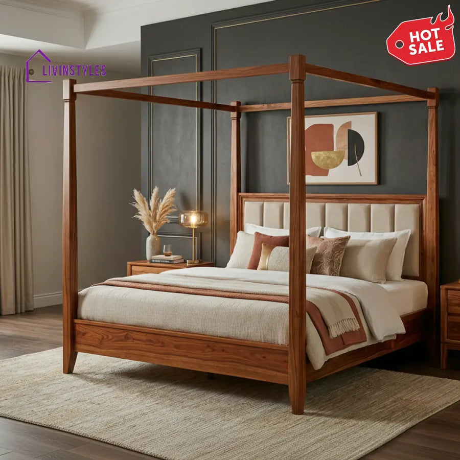 Kereama Sheesham Wood Poster Bed Without Storage
