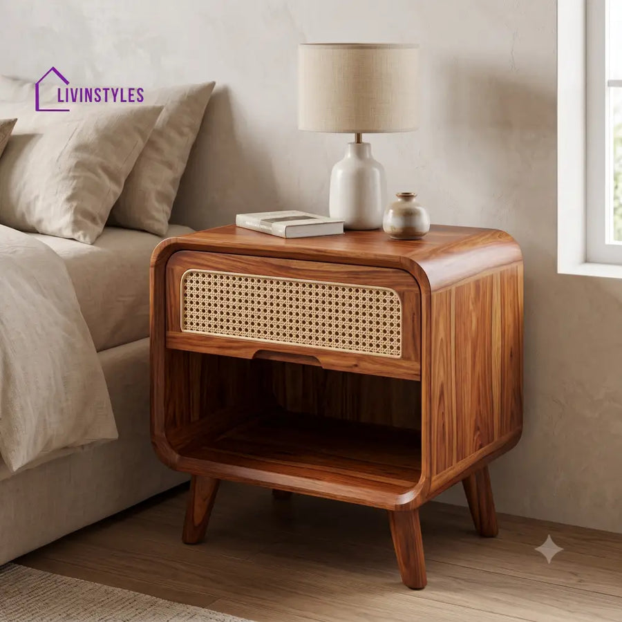 Kerubo Premium Wooden Bedside Table | Side Table for Bedroom