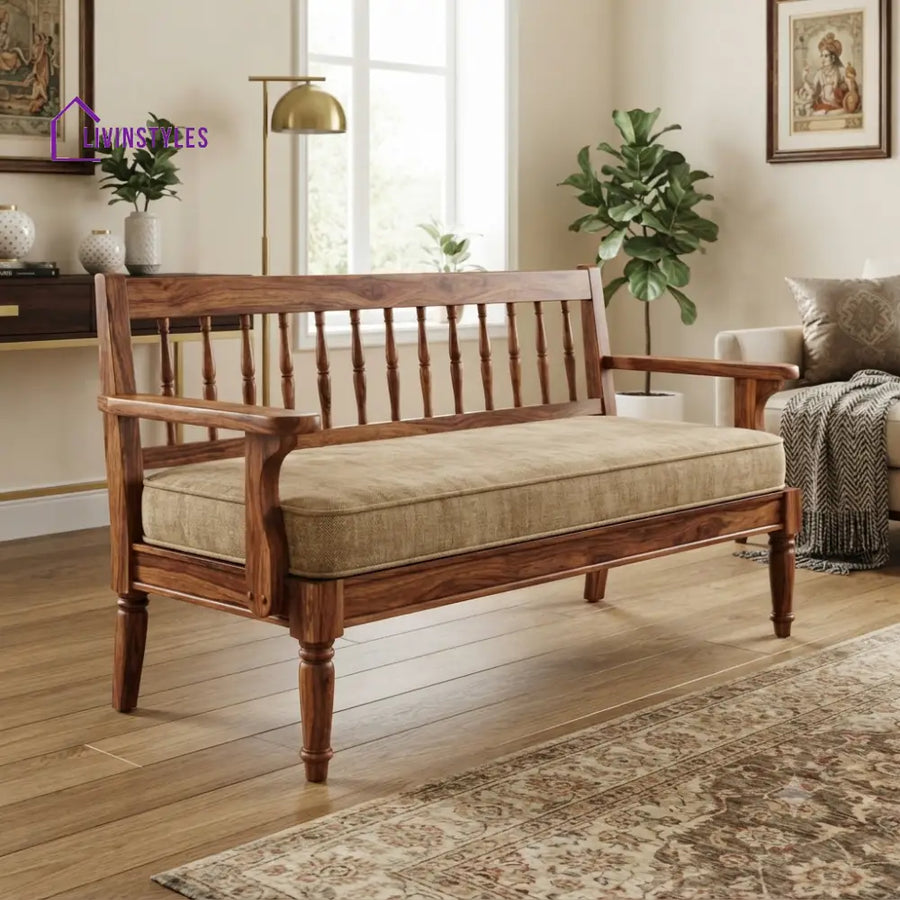 Kesarth Wooden Bench for Living Room | Bedroom | Extra Seating