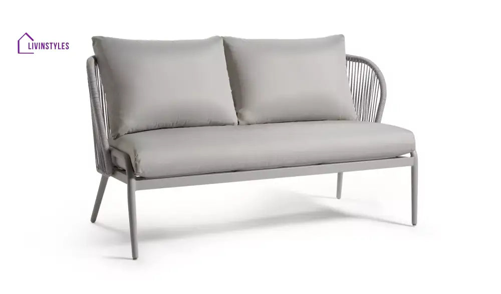 KESO Outdoor Sofa Set 2 Seater 2 Single seater and 1 Center Table Set (Light Silver) Braided & Rope - Sofa Sets